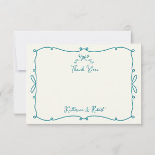 Whimsical Hand Drawn Bows Wedding Thank You Card