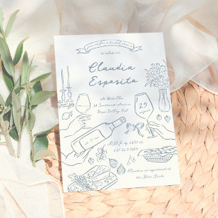 Whimsical Hand Drawn Bridal Shower Illustrated Invitation