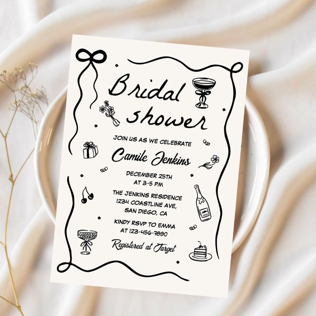 Whimsical Hand Drawn Bridal Shower Invitation (Creator Uploaded)