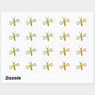 Whimsical Hand Drawn Bumble Bee stickers