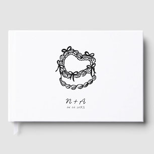 Whimsical Hand-Drawn Cake Wedding Guest Book