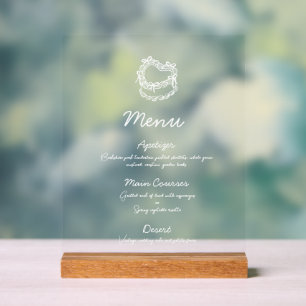 Whimsical Hand-Drawn Cake Wedding Menu Acrylic Sign