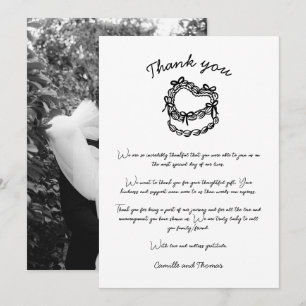 Whimsical Hand-Drawn Cake Wedding Thank You Card