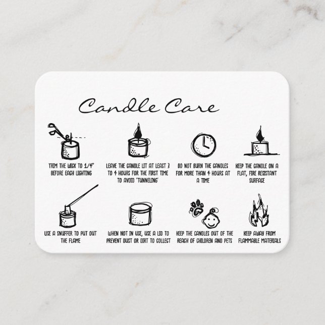 Whimsical Hand Drawn Candle Care Thank You Logo Enclosure Card (Front)