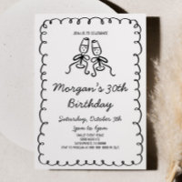 Whimsical Hand Drawn Champagne Birthday Party