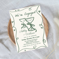 Whimsical Hand Drawn Champagne Engagement Party