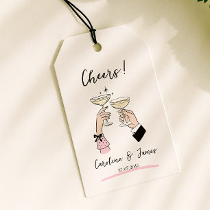 Whimsical Hand Drawn Champagne Toast Wedding  Gift Tags