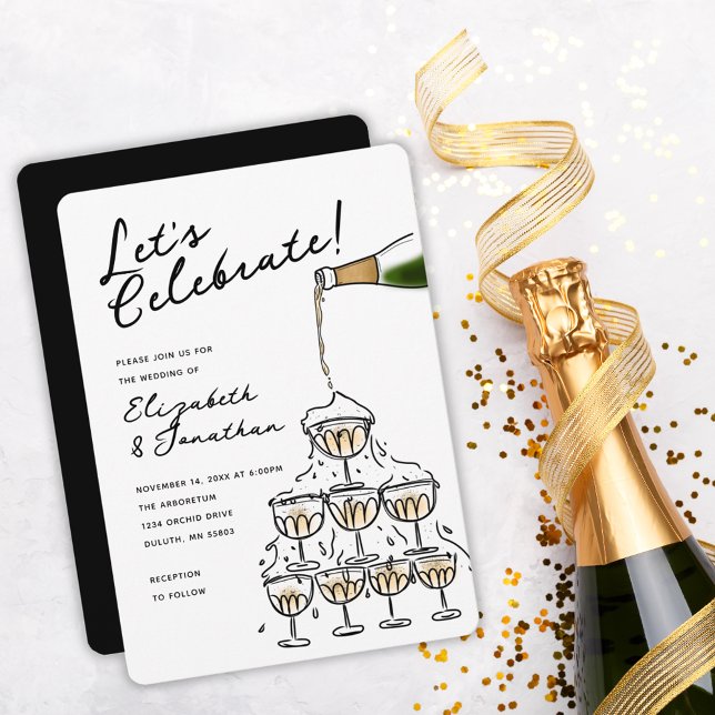 Whimsical Hand Drawn Champagne Tower Wedding Invitation (Whimsical Hand Drawn Champagne Tower Wedding Invitation)
