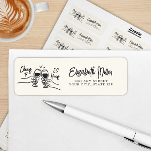 Whimsical Hand Drawn Cheers to 50 Years Birthday 