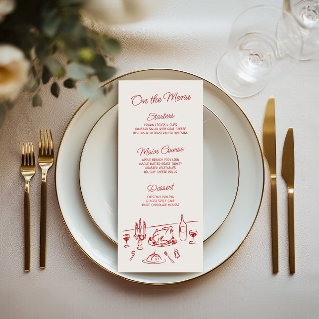 Whimsical Hand Drawn Christmas Dinner Menu (Creator Uploaded)