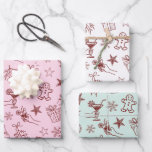 Whimsical Hand drawn Christmas Doodles Pattern Wrapping Paper Sheet<br><div class="desc">Whimsical Hand drawn Style Christmas Doodles Pattern. Informal and fun,  with playful quirky sketchy lines and doodle illustrations in cherry red faux glitter effect. Easily personalise to your own details.</div>