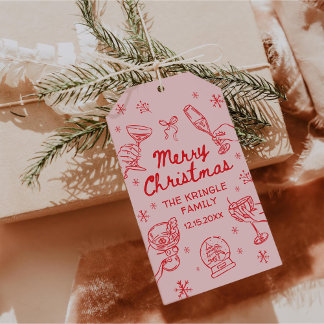 Whimsical Hand Drawn Christmas Party  Gift Tags