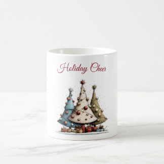 Whimsical Hand-Drawn Christmas Tree Pattern Coffee Mug