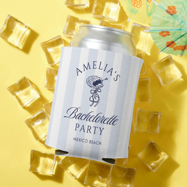Whimsical Hand Drawn Cocktail Bachelorette Weekend Can Cooler (In Situ Summer)