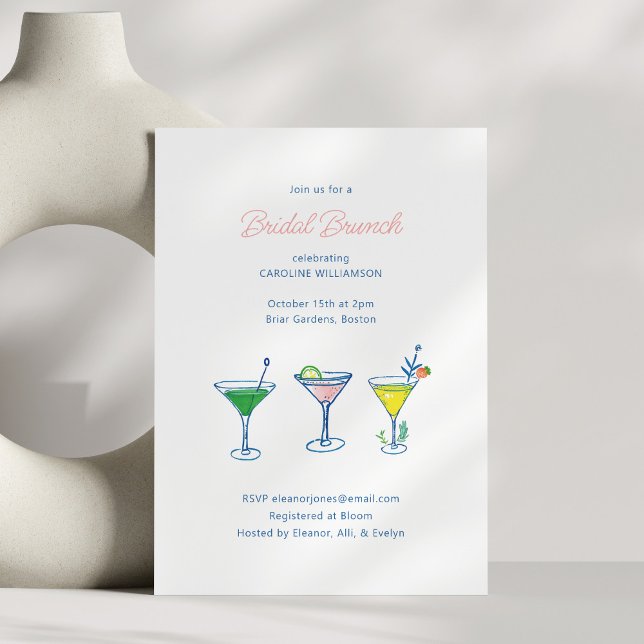 Whimsical Hand Drawn Cocktail Bridal Brunch Shower Invitation (Creator Uploaded)