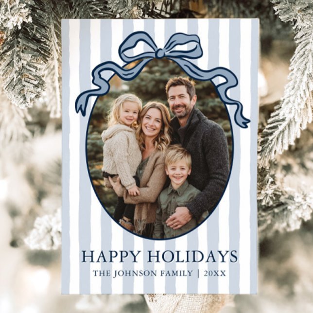 Whimsical Hand Drawn Coquette Bow Family Photo Holiday Card (Whimsical Hand Drawn Coquette Bow Family Photo Holiday Card)