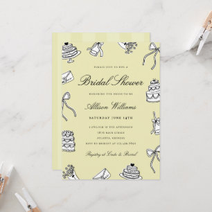 Whimsical Hand Drawn Cute Unique Bridal Shower Invitation