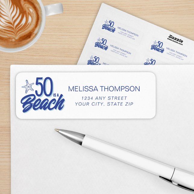 Whimsical Hand Drawn Doodle 50th Beach Birthday (Creator Uploaded)