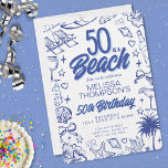 Whimsical Hand Drawn Doodle 50th Beach Birthday Invitation<br><div class="desc">Celebrate this special milestone birthday with a 50 Is A Beach Birthday Invitation! 

Whimsical Hand Drawn Doodle 50th Beach Birthday Invitation</div>