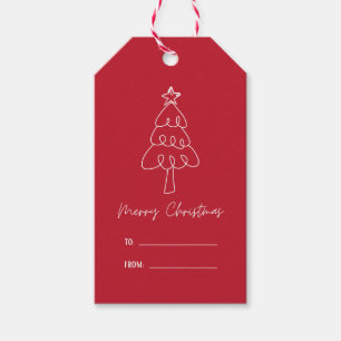 Whimsical Hand Drawn Doodle Christmas Tree Gift Tags