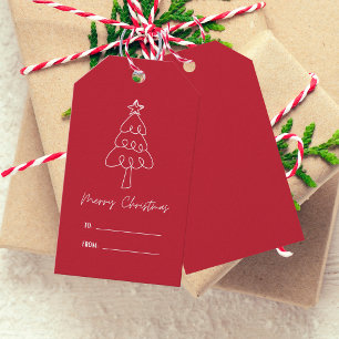 Whimsical Hand Drawn Doodle Christmas Tree Gift Tags
