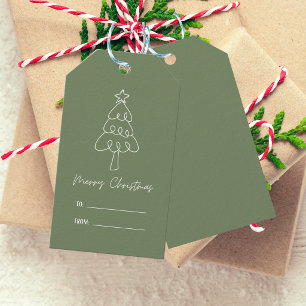 Whimsical Hand Drawn Doodle Christmas Tree Gift Tags