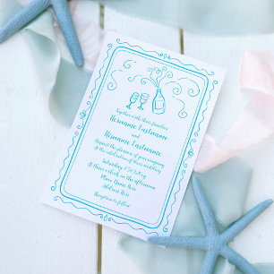 Whimsical Hand Drawn Doodle Custom Colour Wedding Invitation
