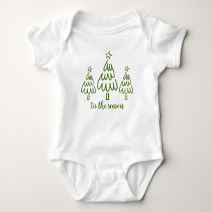 Whimsical Hand Drawn Doodle Green Baby Bodysuit