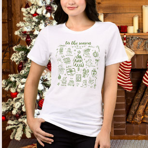 Whimsical Hand Drawn Doodle Green Tri-Blend Shirt
