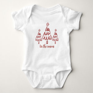 Whimsical Hand Drawn Doodle Red Baby Bodysuit
