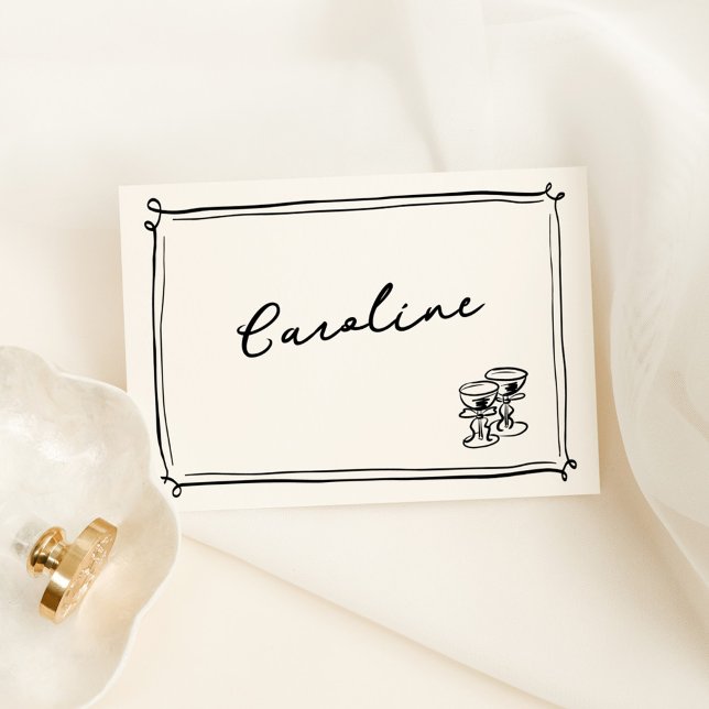 Whimsical Hand Drawn Doodles Place Card (Creator Uploaded)