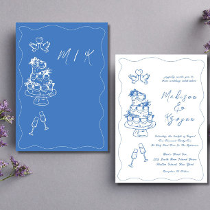 Whimsical Hand Drawn Doodles Wedding Invitation