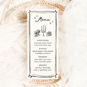Whimsical Hand Drawn Doodles Wedding Menu