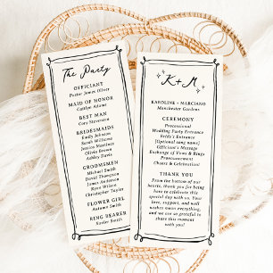 Whimsical Hand Drawn Doodles Wedding Programme