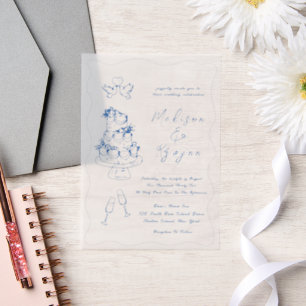 Whimsical Hand Drawn Doodles Wedding Vellum Invitations