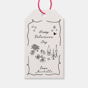 Whimsical, hand drawn elements Valentine's Day  Gift Tags