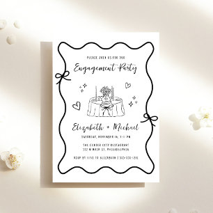 Whimsical Hand Drawn Engagement Party Invitation