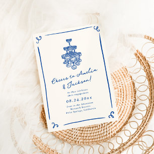 Whimsical Hand Drawn Engagement Party Invitation