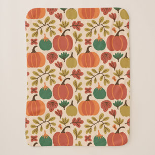 Whimsical Hand-Drawn Fall Halloween Pumpkin Seamle Sherpa Blanket