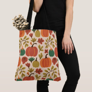 Whimsical Hand-Drawn Fall Halloween Pumpkin Tote Bag
