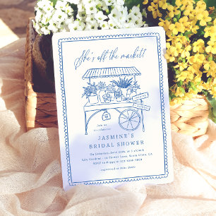 Whimsical Hand Drawn Flower Market Bridal Shower Invitation