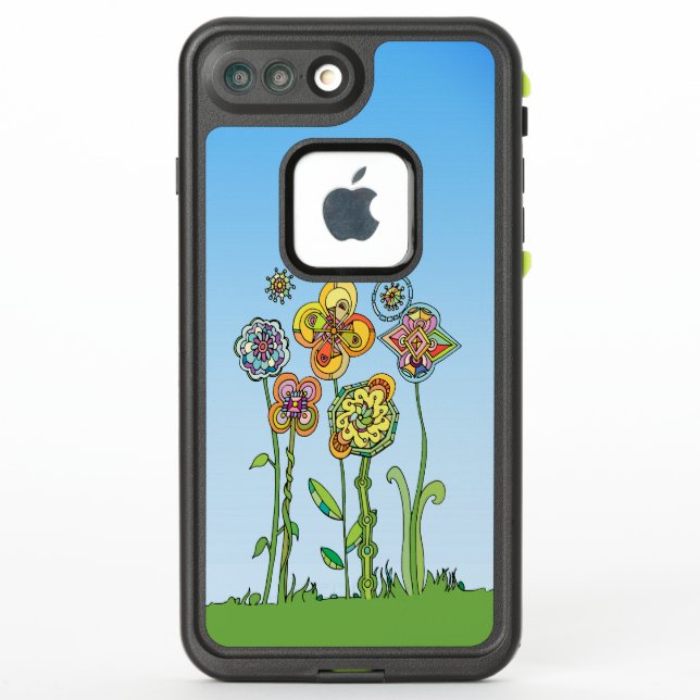 Whimsical, hand drawn flowers LifeProof iPhone case (Back)