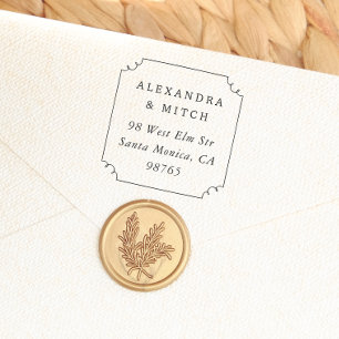 Whimsical Hand Drawn Frame Couple Return Address Rubber Stamp