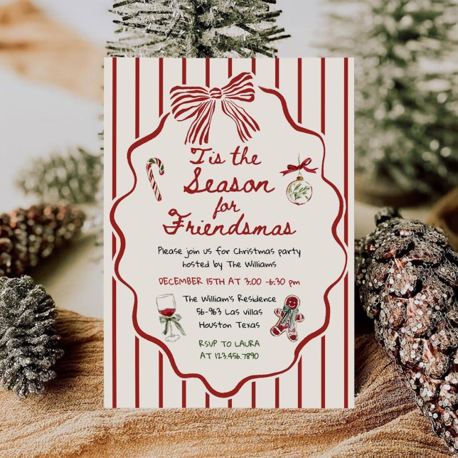 Whimsical Hand Drawn Friendsmas Christmas Party Invitation (Creator Uploaded)