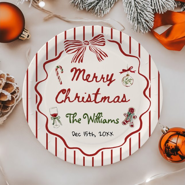 Whimsical Hand Drawn Friendsmas Christmas Party Paper Plate (Creator Uploaded)