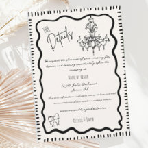 Whimsical Hand Drawn Fun Bow Wavy Wedding Details