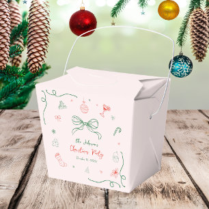 Whimsical Hand Drawn Fun French Christmas Party Favour Box