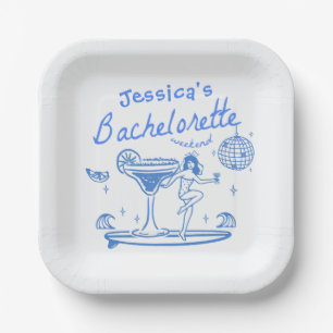 Whimsical Hand drawn Funky Beach Bachelorette Paper Plate