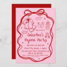 Whimsical Hand Drawn Galentine's Pajama Party