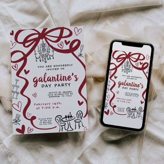 Whimsical Hand Drawn Galentines Party Invitation (Creator Uploaded)